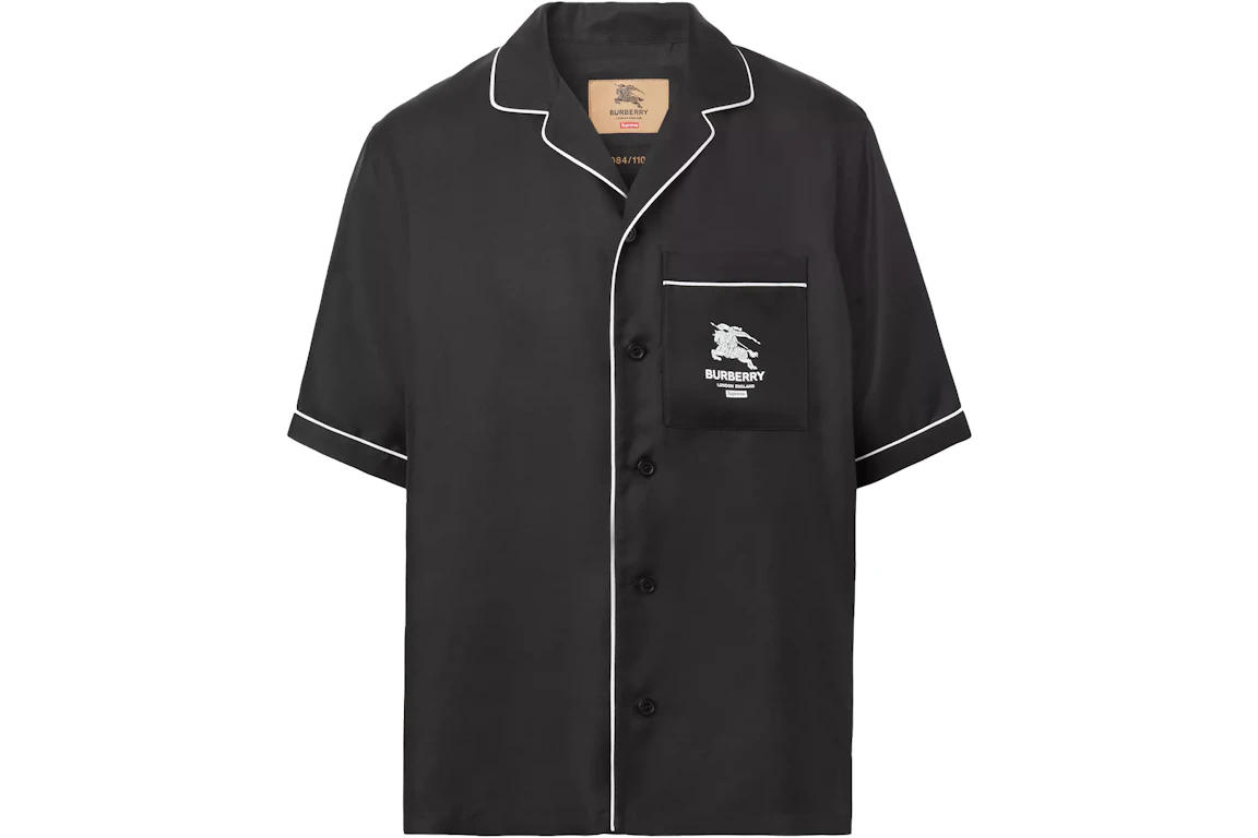 Supreme Burberry Icon Silk Pajama Shirt Black