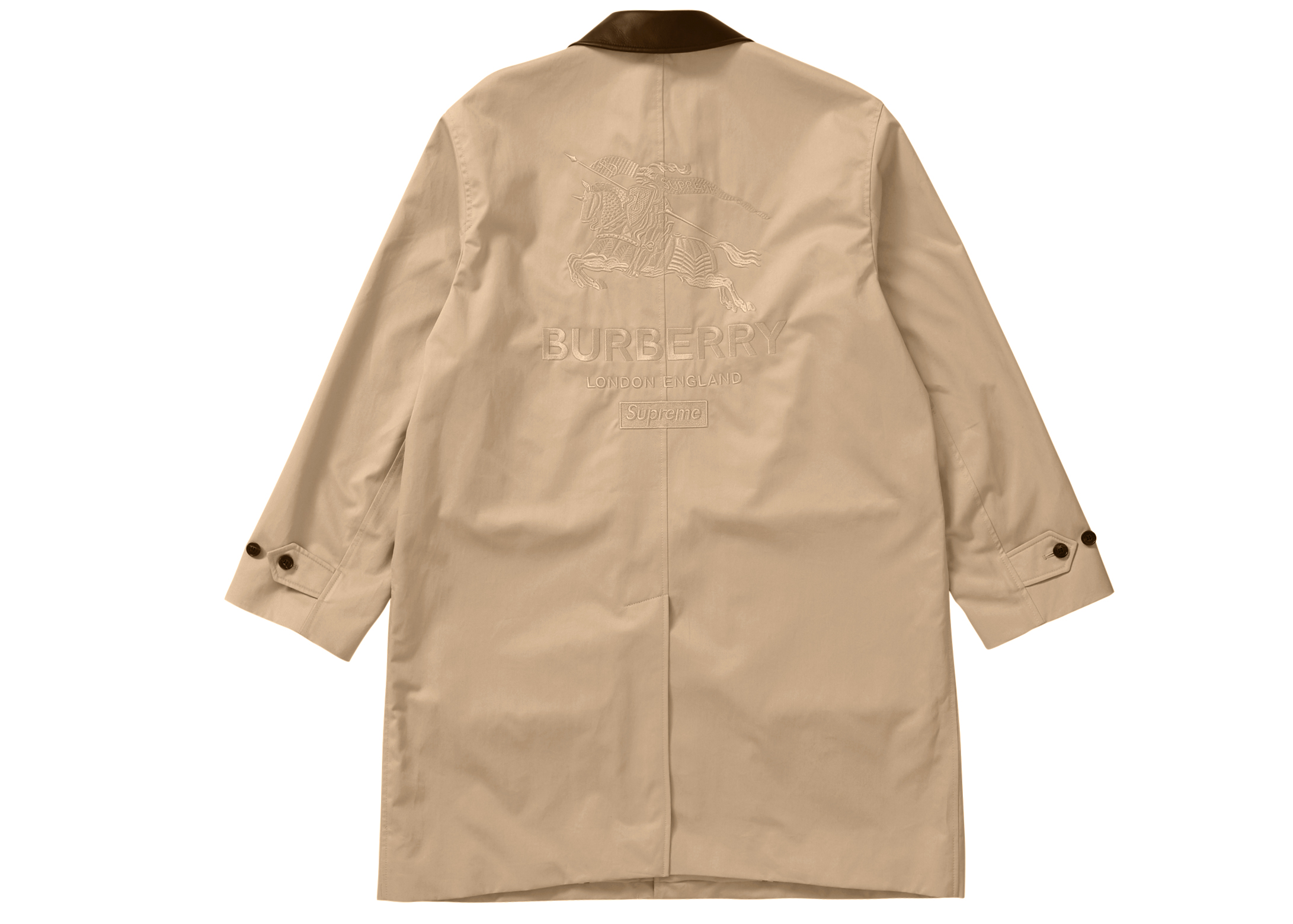 Supreme Burberry Leather Collar Trench Beige Men's - SS22 - GB