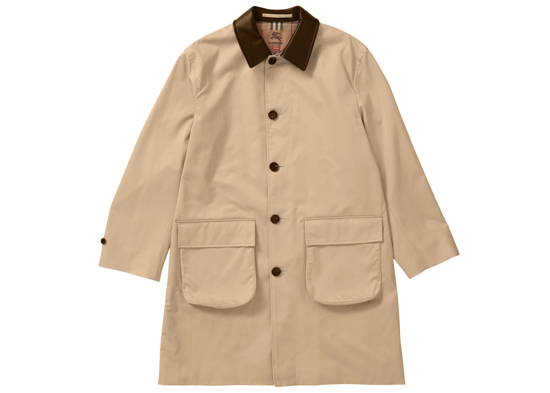 Supreme Burberry Leather Collar Trench Beige Men's - SS22 - US