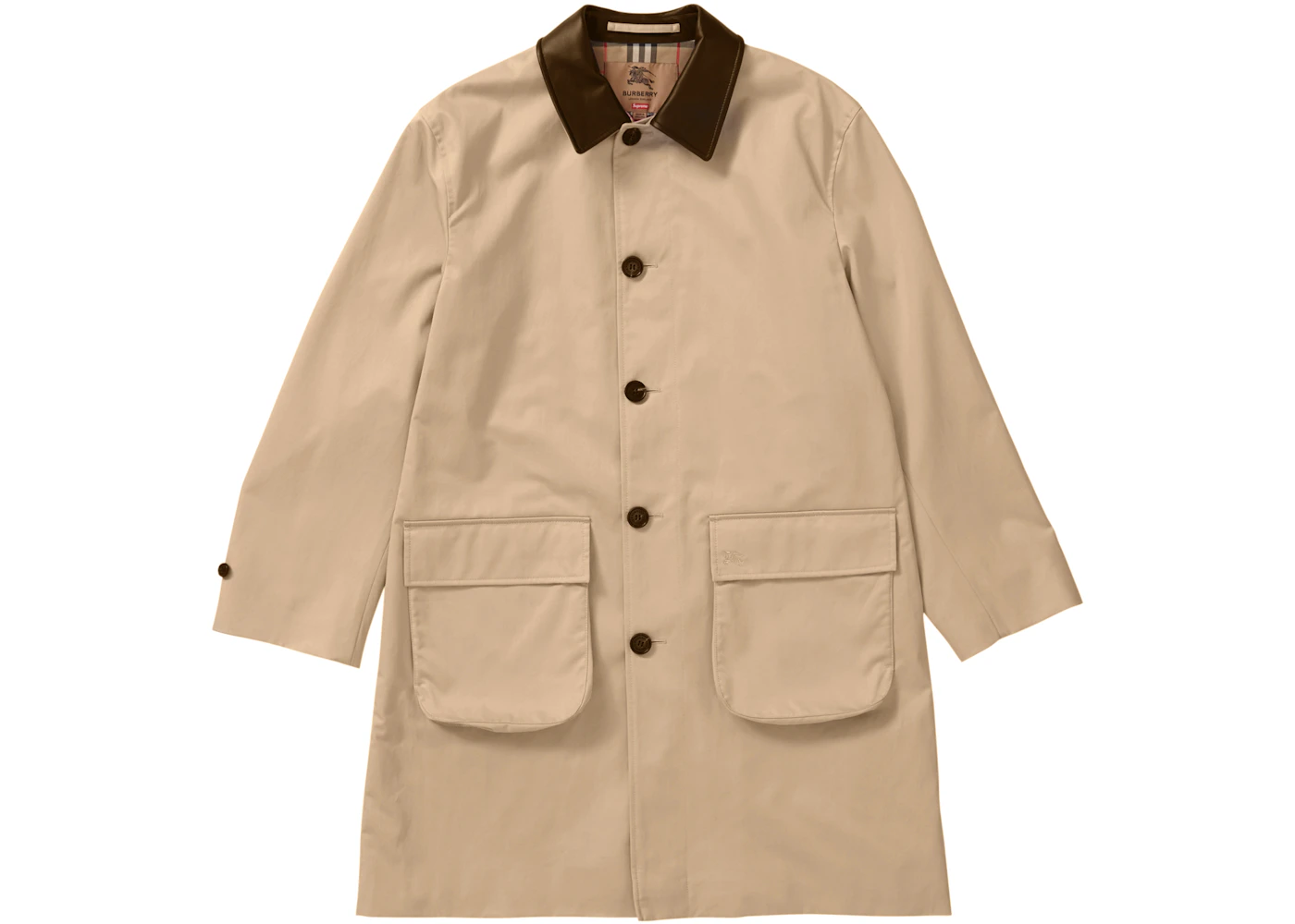 Supreme Burberry Leather Collar Trench Beige Men's SS22 US