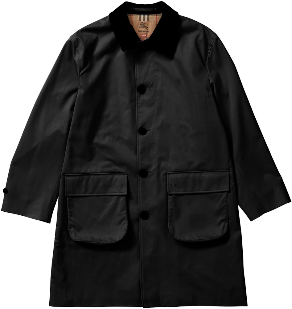 Supreme Burberry Leather Collar Trench Black Men's - SS22 - US