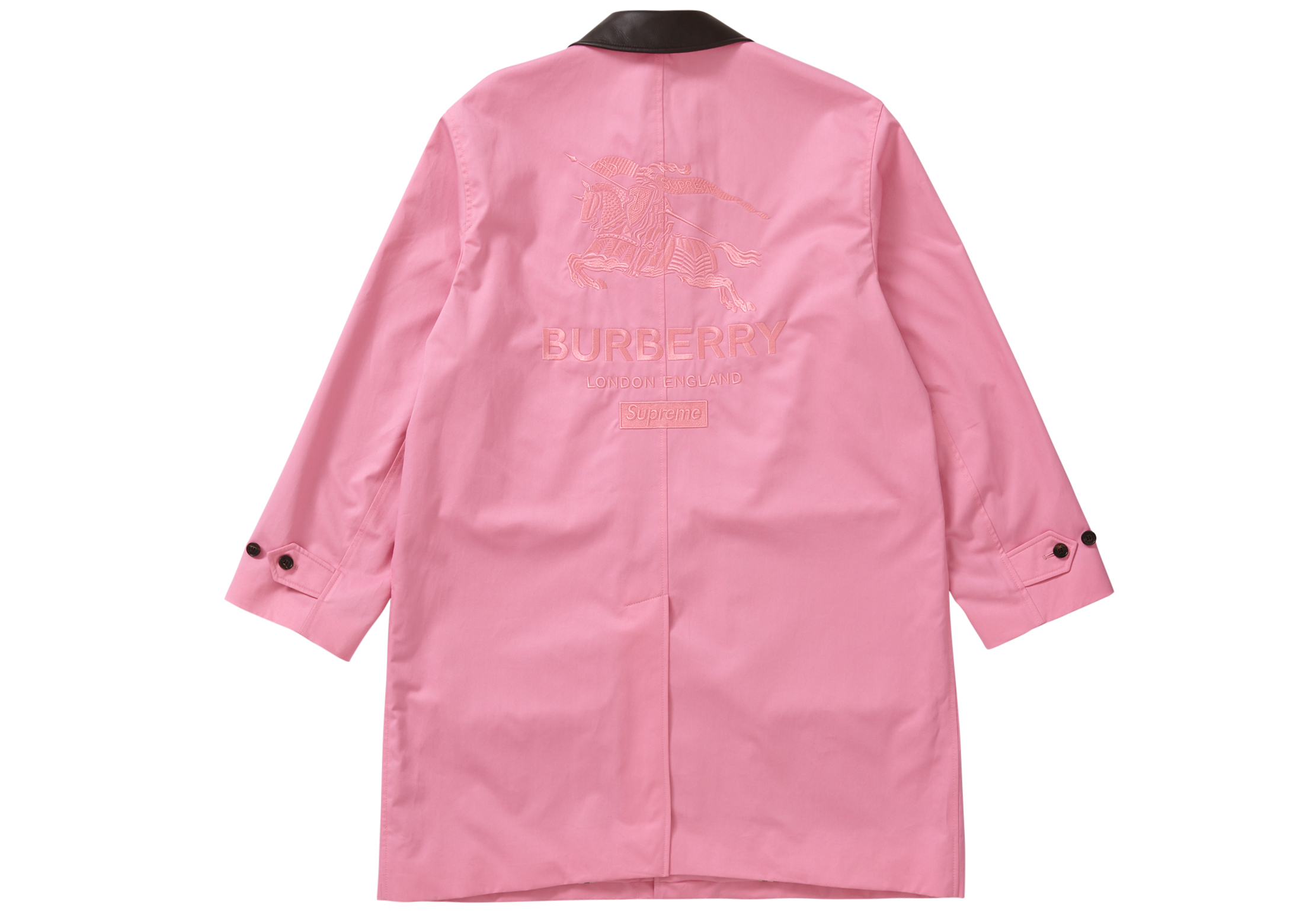 Supreme Burberry Leather Collar Trench Pink Homme de la Collection 