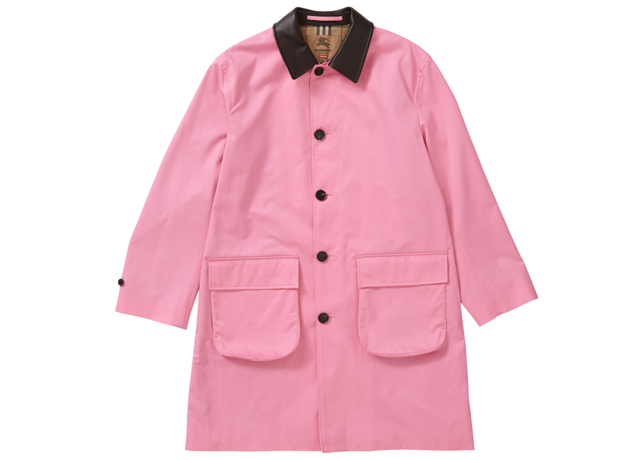 Supreme Burberry Leather Collar Trench Pink