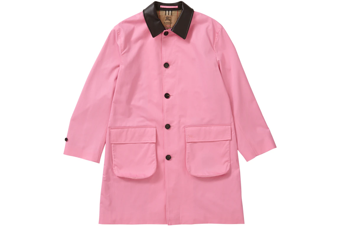 Supreme Burberry Leather Collar Trench Pink