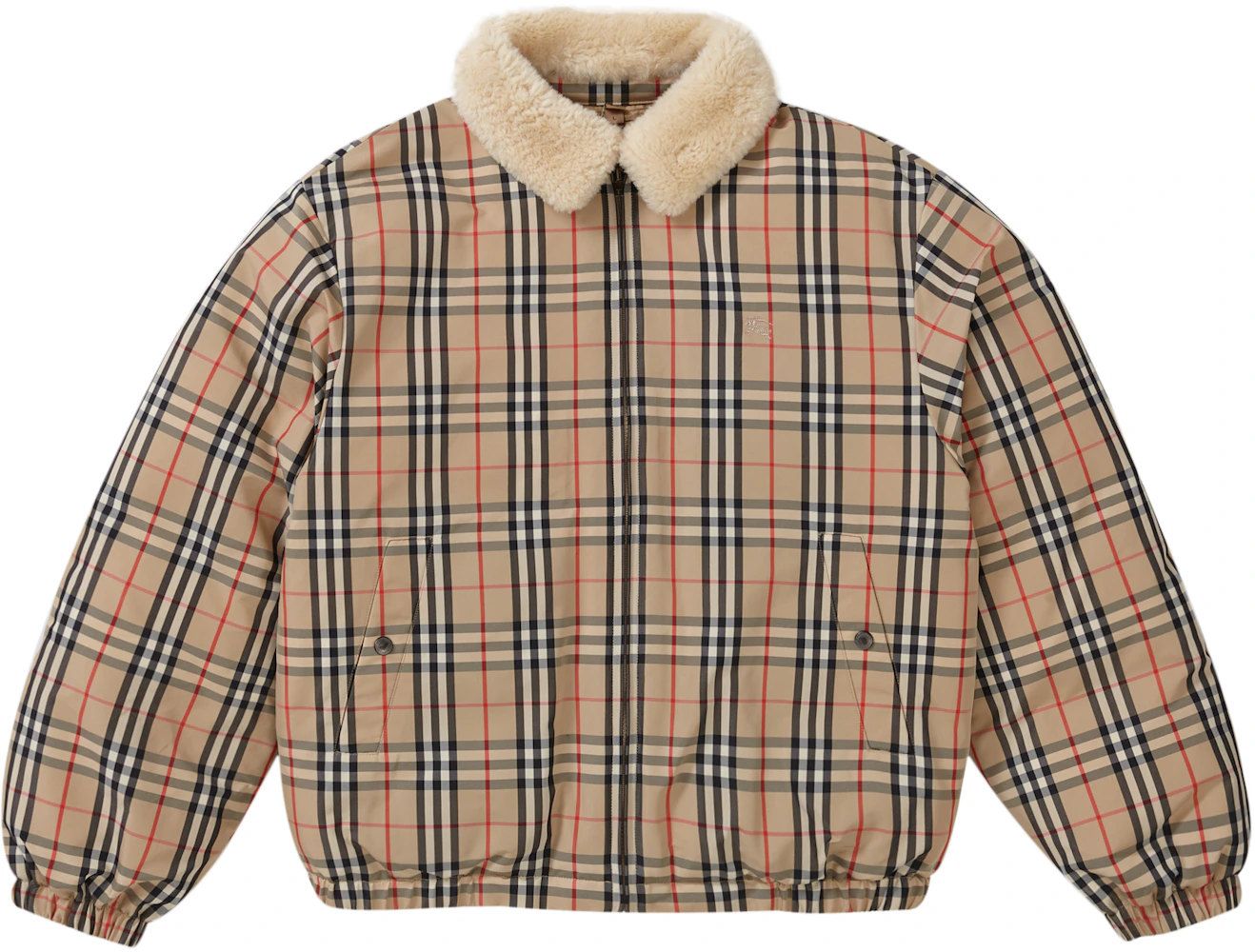 Supreme Burberry Shearling Collar Down Puffer Beige US