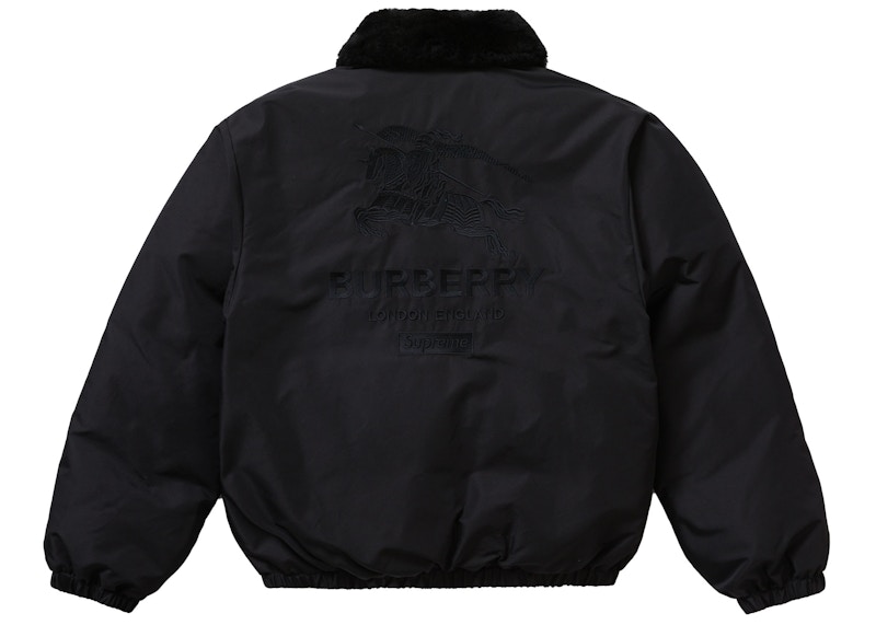 Supreme Burberry Shearling Collar Down Puffer Jacket Black Men's 