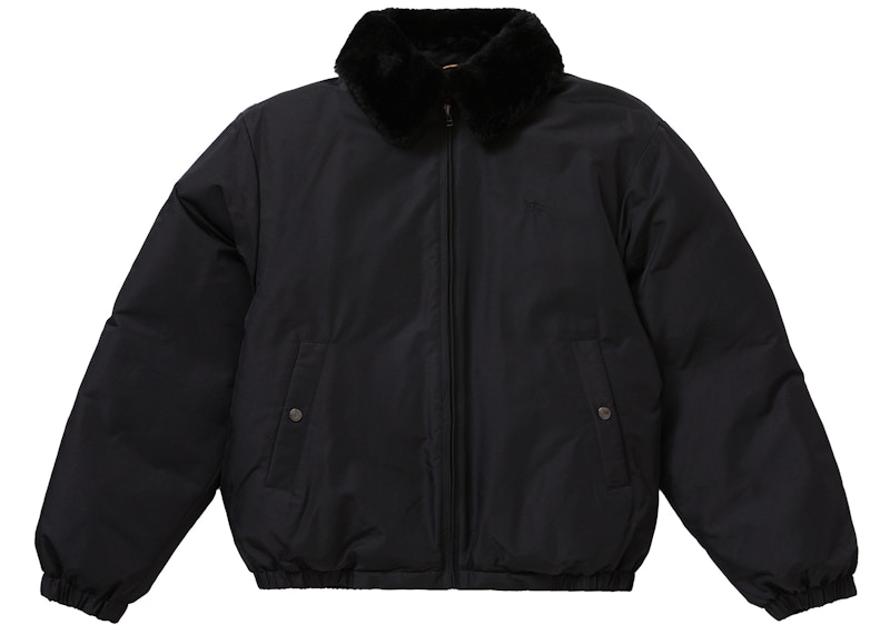 Supreme Burberry Shearling Collar Down Puffer Jacket Black Men's