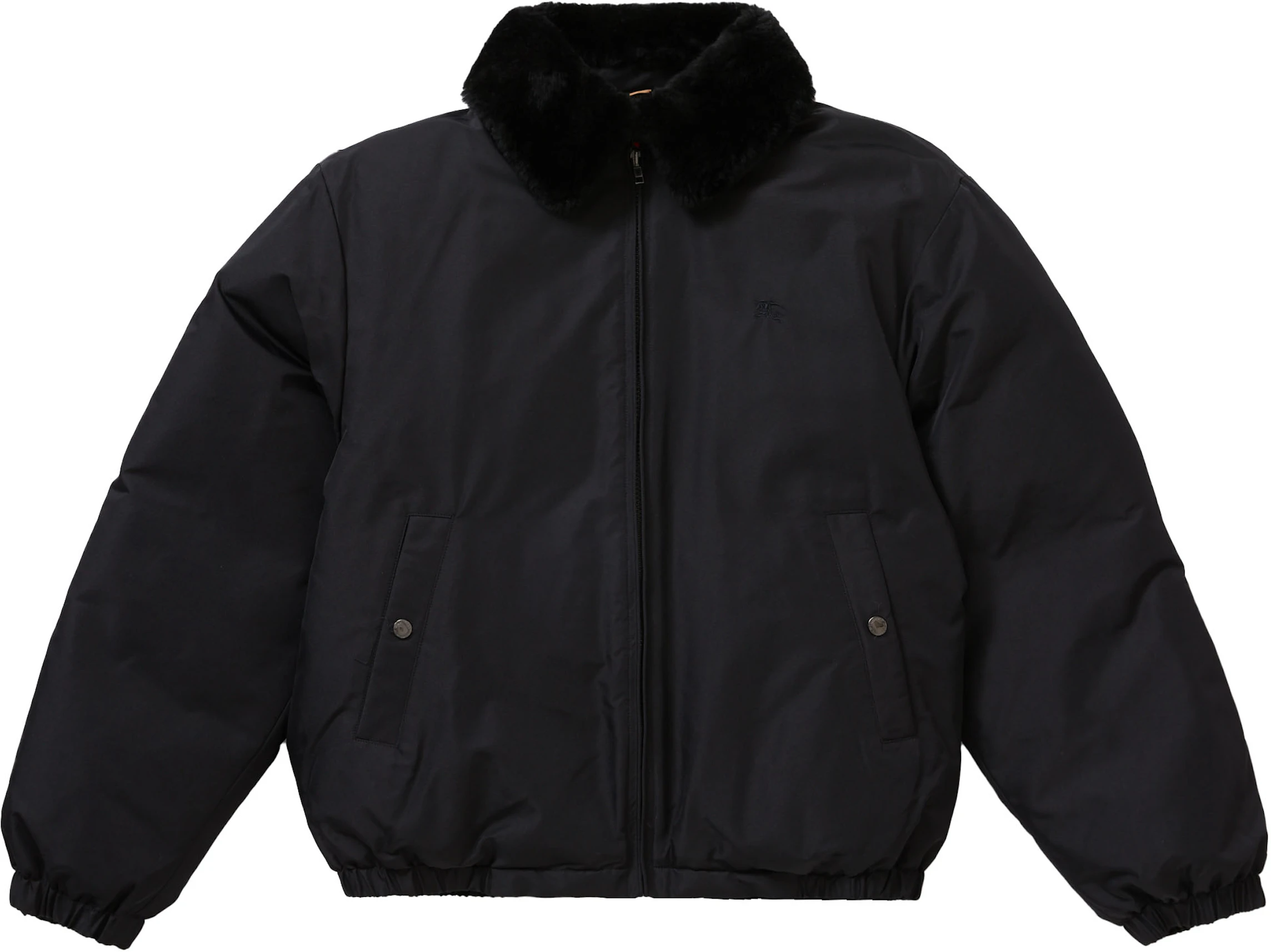 Supreme Burberry Shearling Collar Down Puffer Jacket Black - SS22 - US
