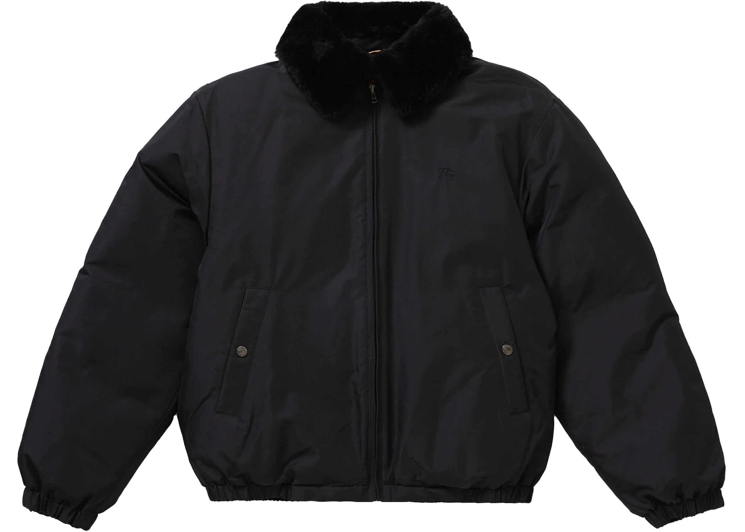 Supreme Burberry Shearling Collar Down Puffer Jacket Black - SS22 - US