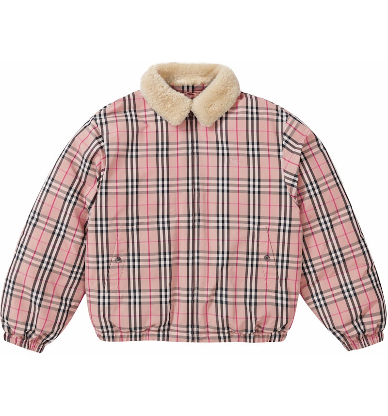 Supreme Burberry Shearling Collar Down Puffer Jacket Pink Men's