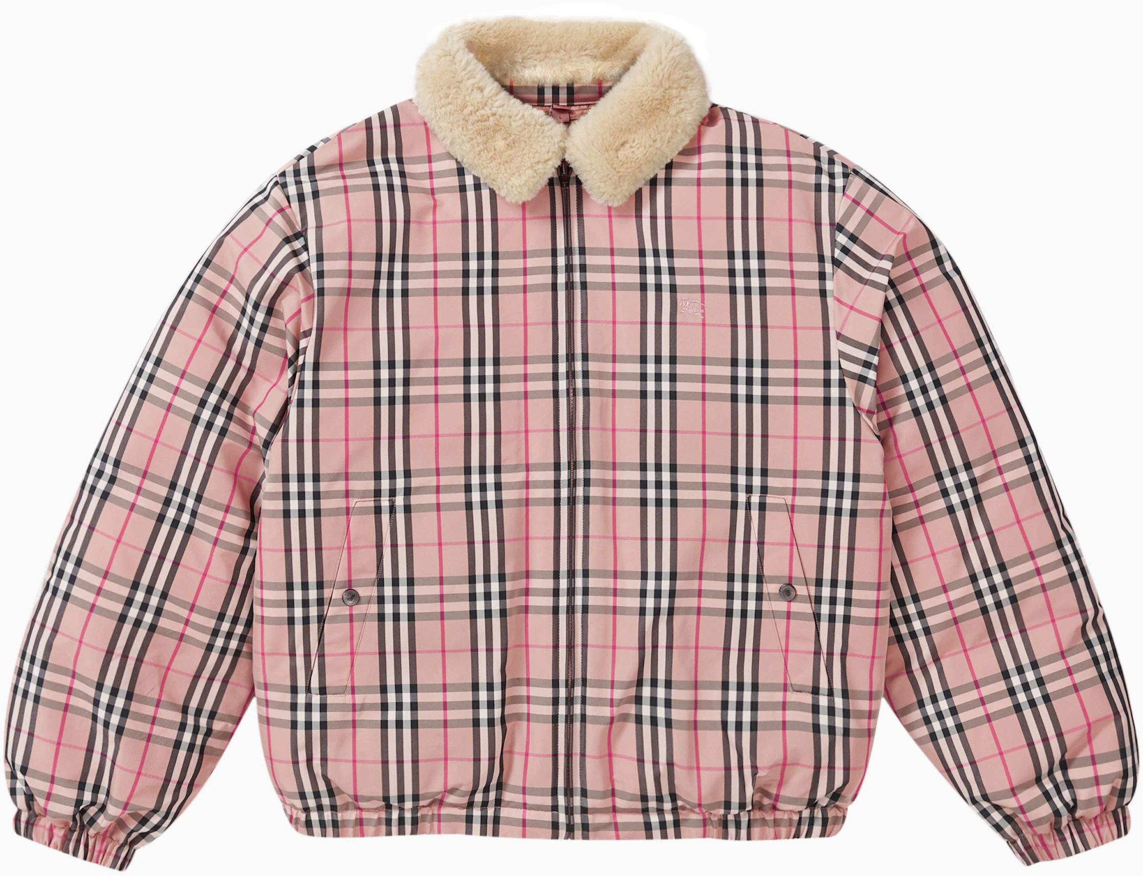 Supreme Burberry Shearling Collar Down Puffer Jacket Pink - SS22 - US