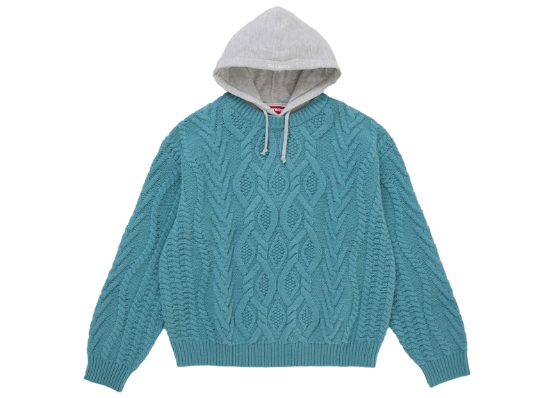 Supreme Cable Hooded Sweater Teal Men's - GB