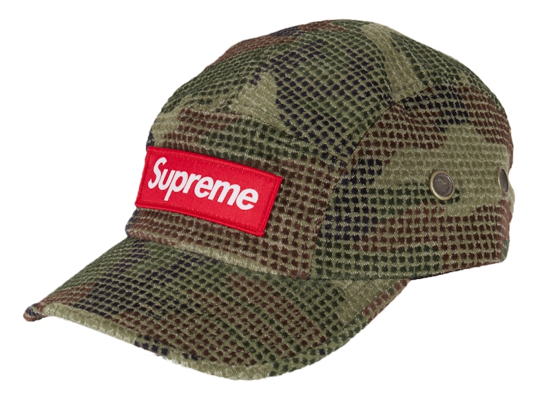 Supreme Camo Grid Velvet Camp Cap Woodland Camo