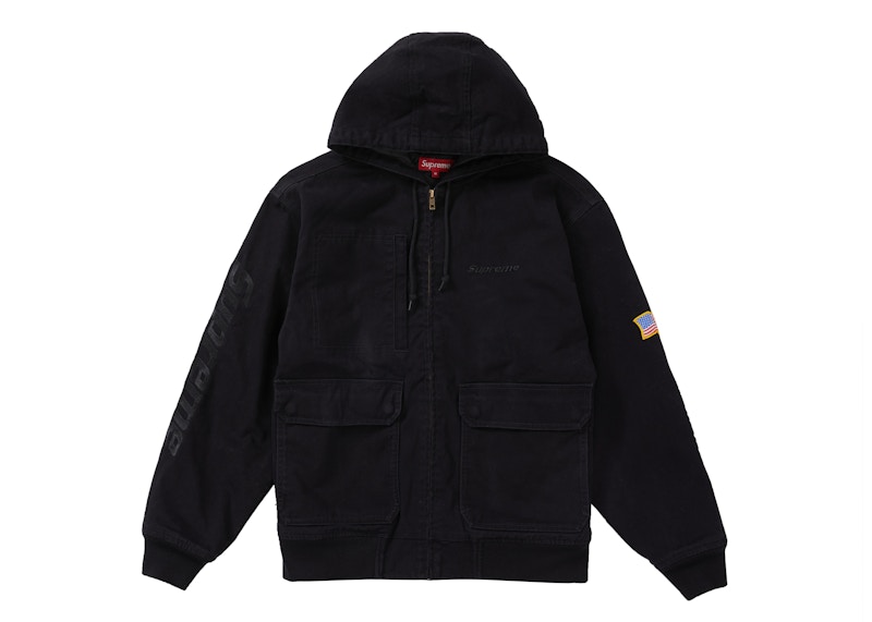 MサイズカラーSupreme Canvas Hooded Work Jacket Black - カバーオール