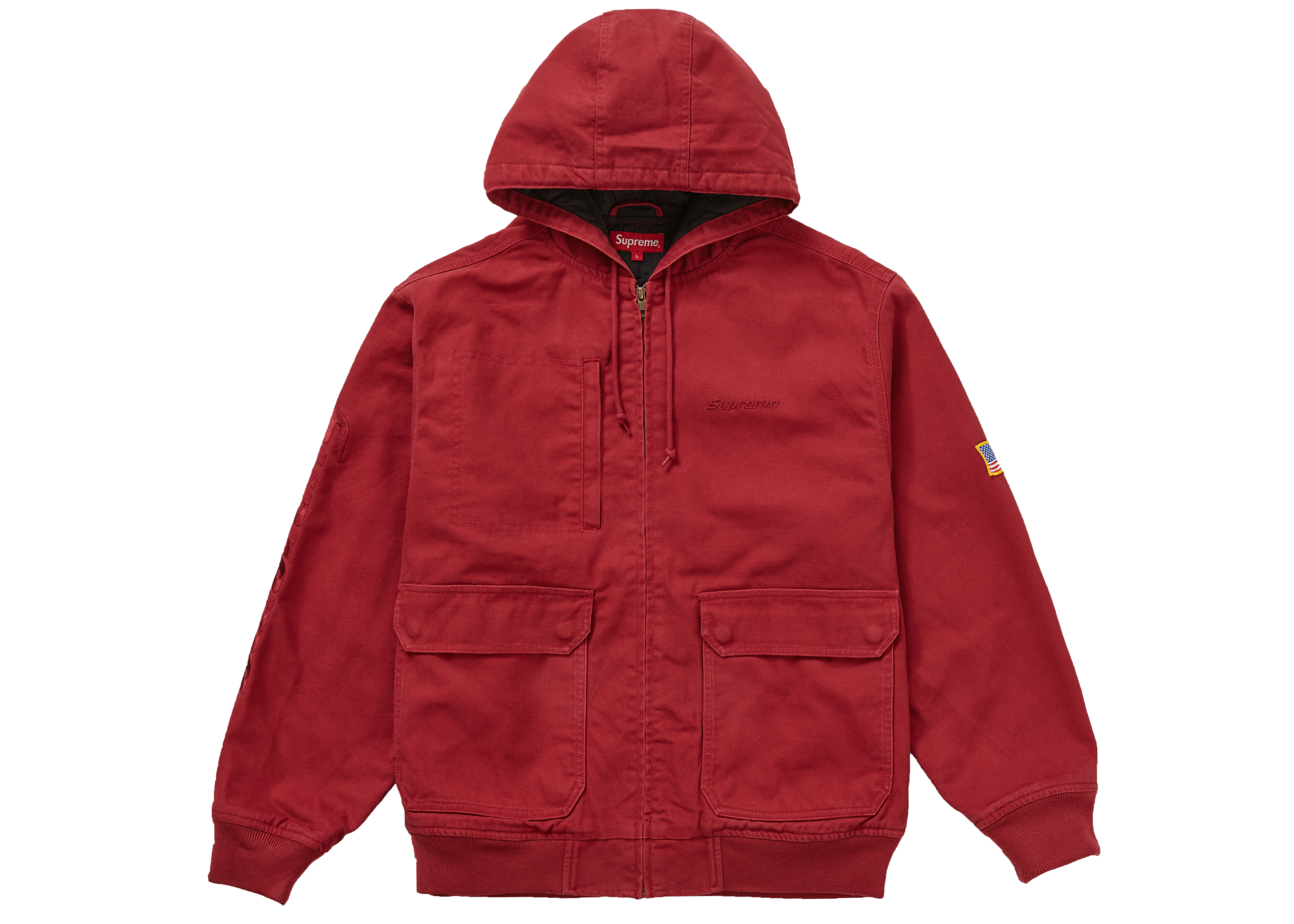 Supreme Canvas Hooded Work Jacket Red - SS20 Men's - US