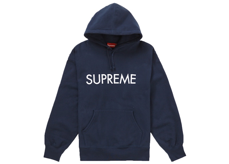 Supreme Capital Hooded Sweatshirt Navy Men's - FW22 - US