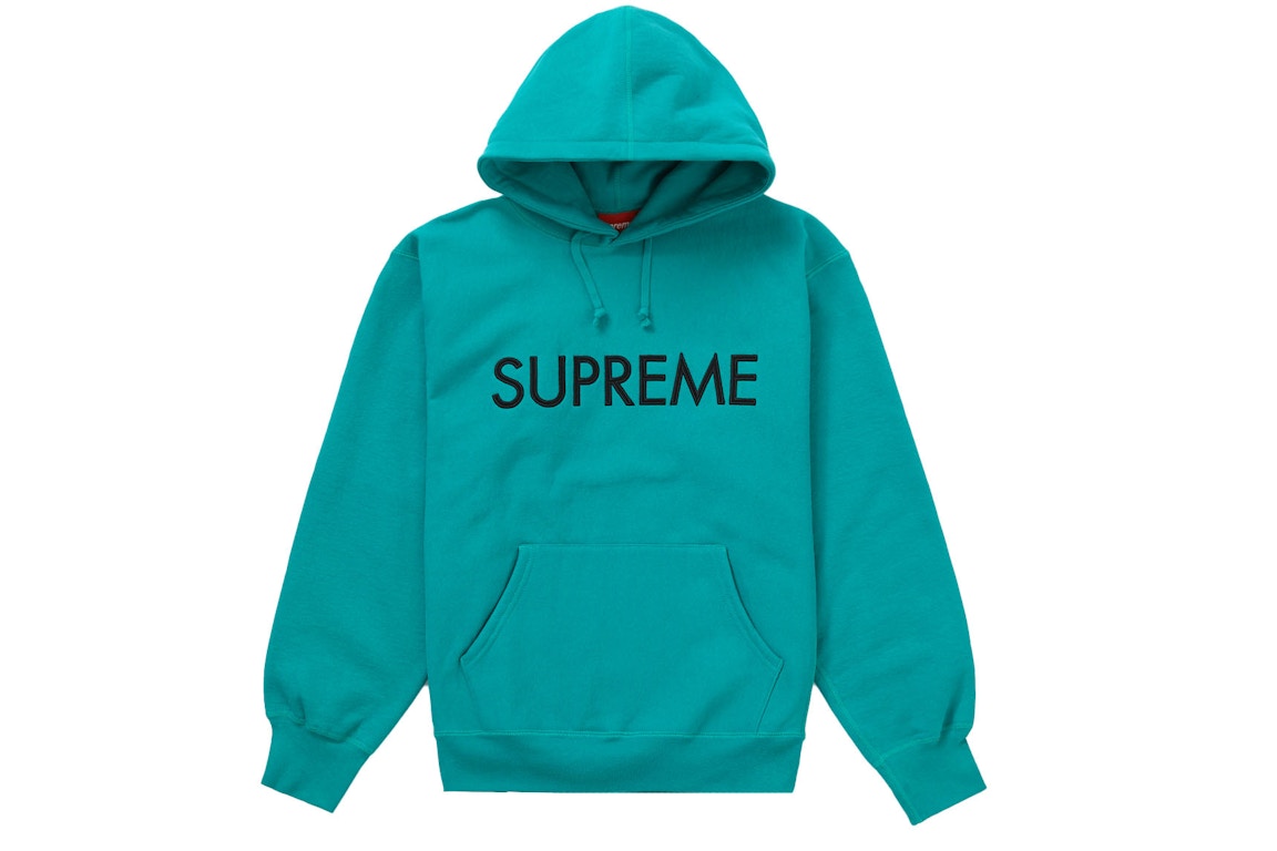 Click to view more detailed imagery on our partner's website Pre-owned Supreme Capital Hooded Sweatshirt Dark Aqua