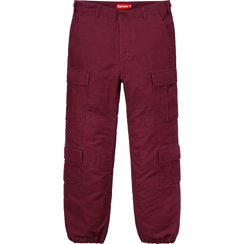 UO Nomad Burgundy Linen Cargo Pants | Urban Outfitters UK