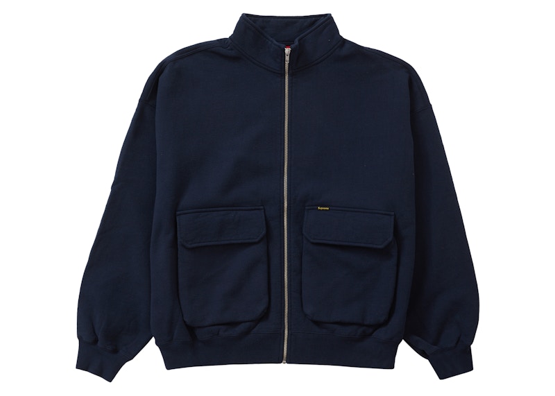 Supreme Cargo Pocket Zip Up Sweatshirt Navy Men's - FW23 - US