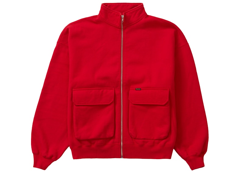 Supreme Cargo Pocket Zip Up Sweatshirt Red