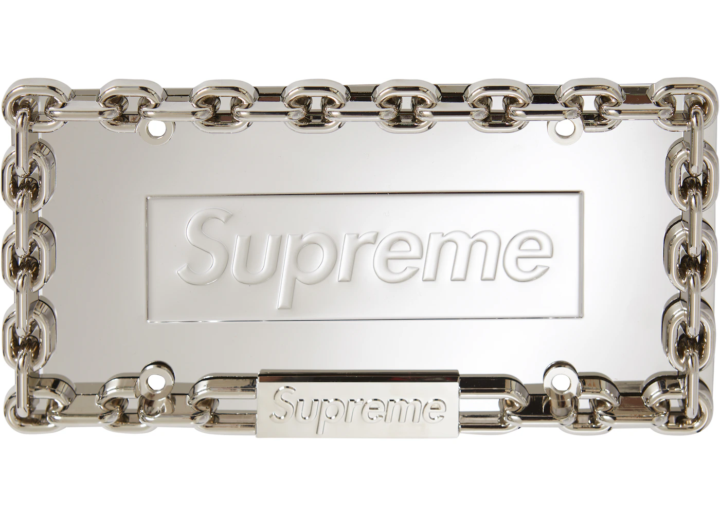 Supreme Chain License Plate Frame Silver - FW18 - US