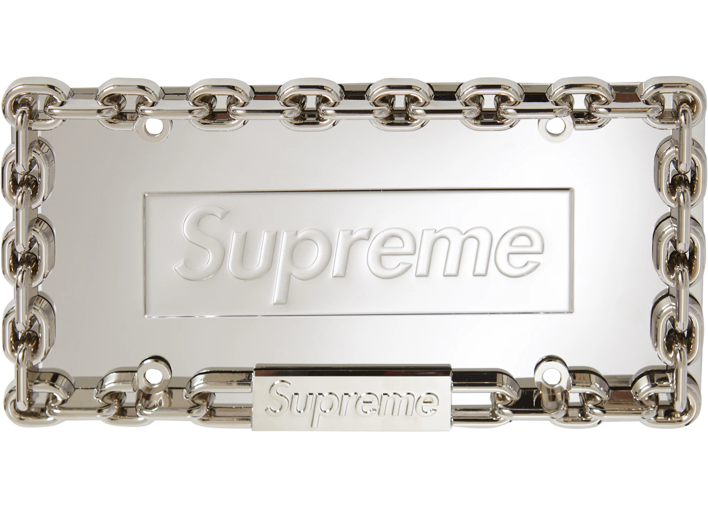 Supreme Chain License Plate Frame Silver FW18 US1