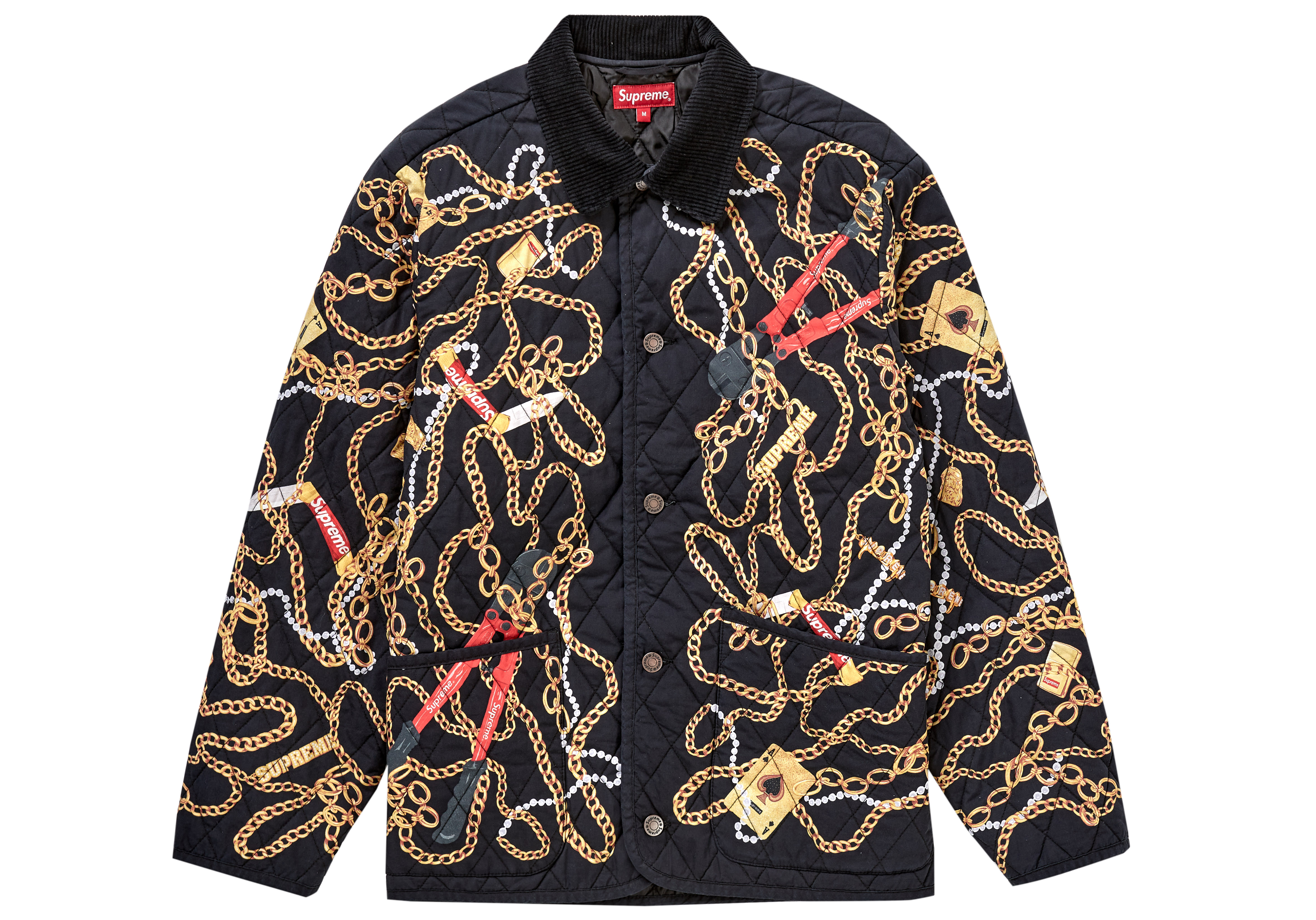 Supreme Chains Quilted Jacket Black Men's - FW20 - US