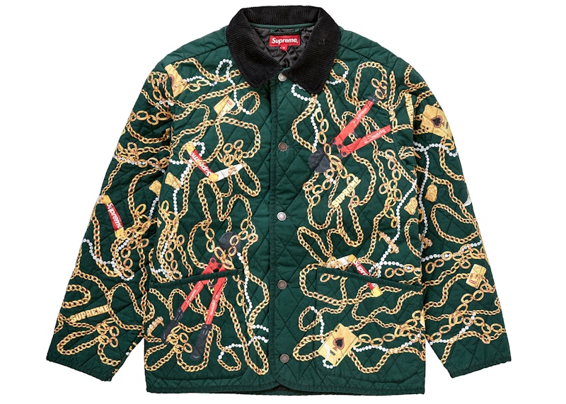 Supreme Chains Quilted Jacket Dark Green Men's - FW20 - US