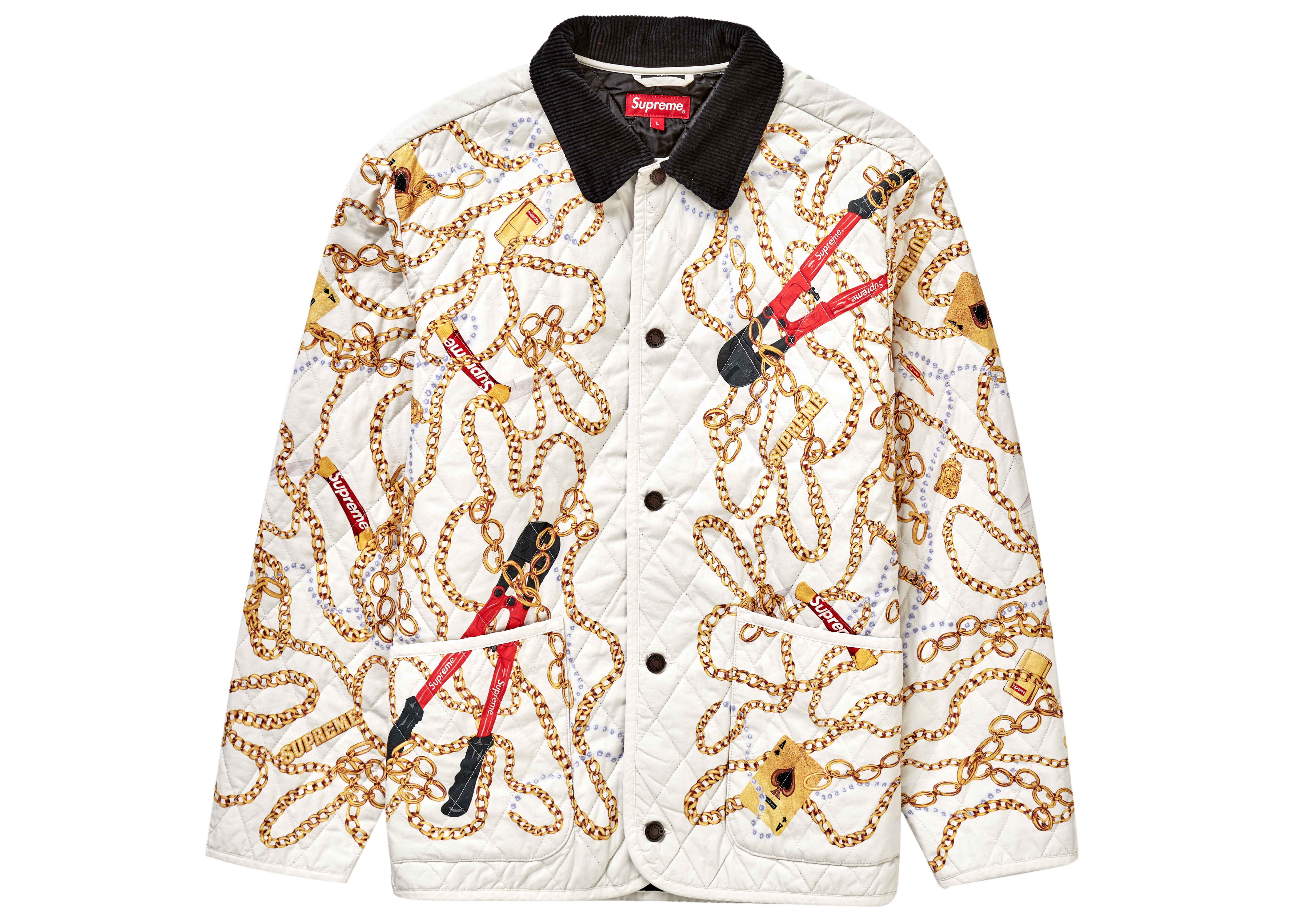 Supreme Chains Quilted Jacket White