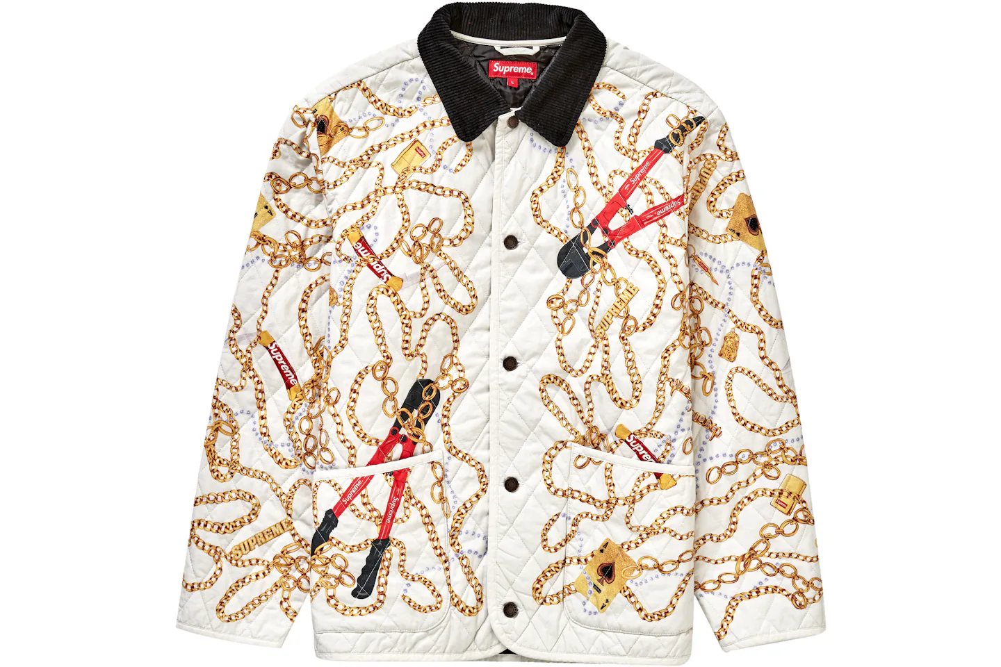 Supreme Chains Quilted Jacket White - FW20 - JP