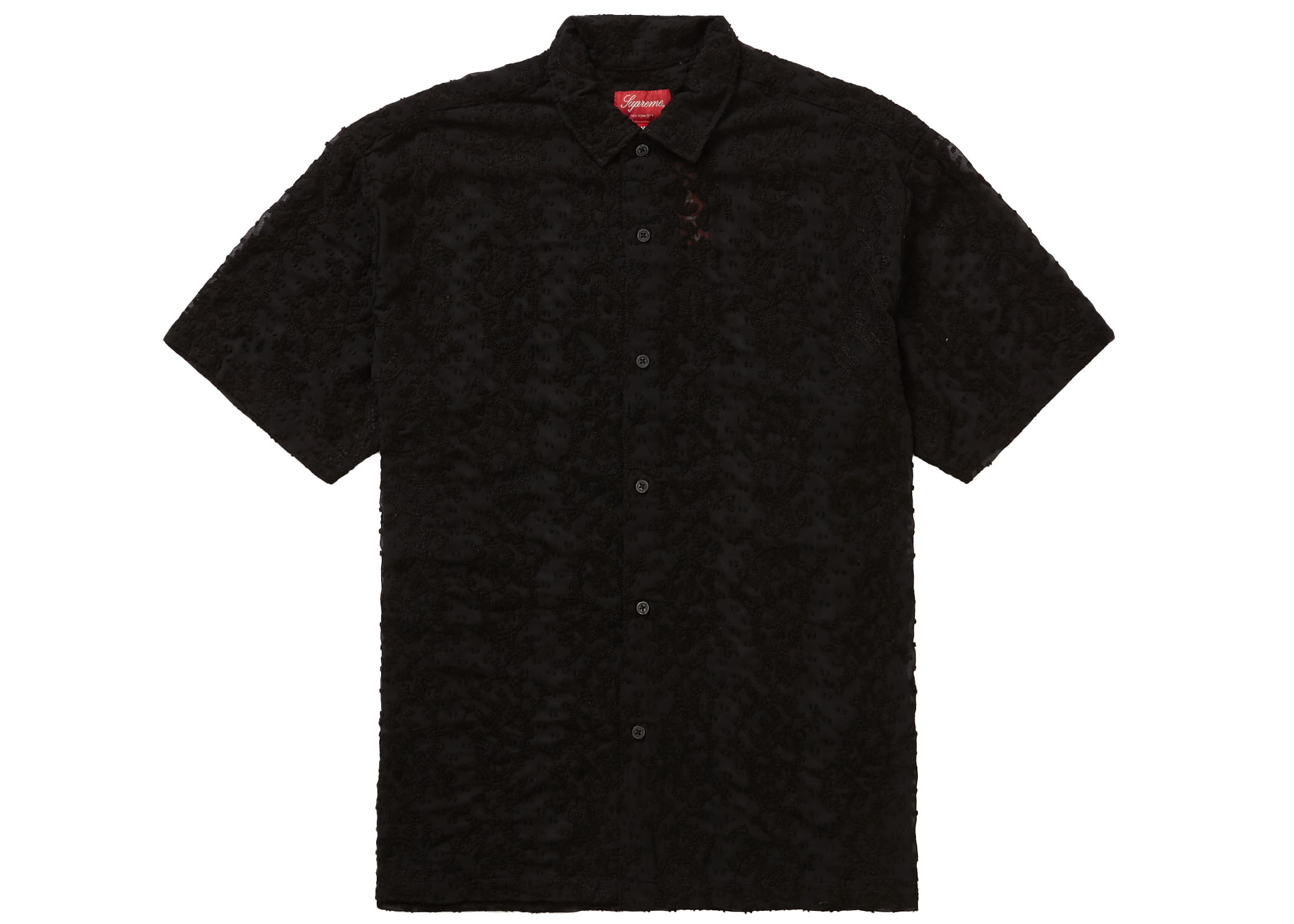 Supreme Chainstitch Chiffon S/S Shirt Black - SS22 Men's - US