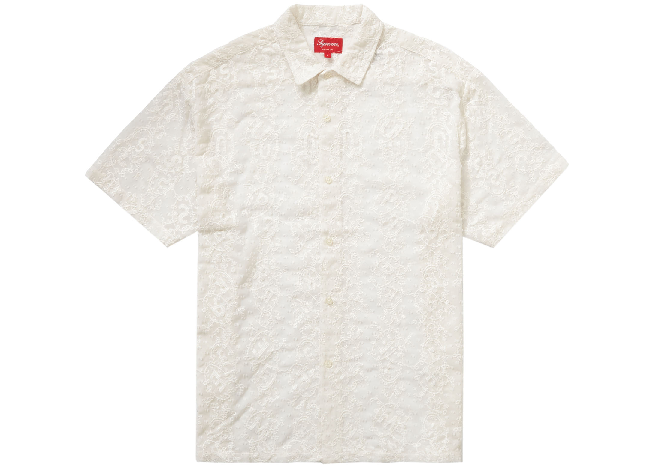Supreme Chainstitch Chiffon S/S Shirt White - SS22 Men's - US