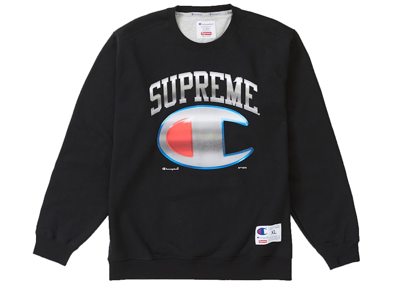 19SS Supreme/Champion Chrome Crewneck 黒S