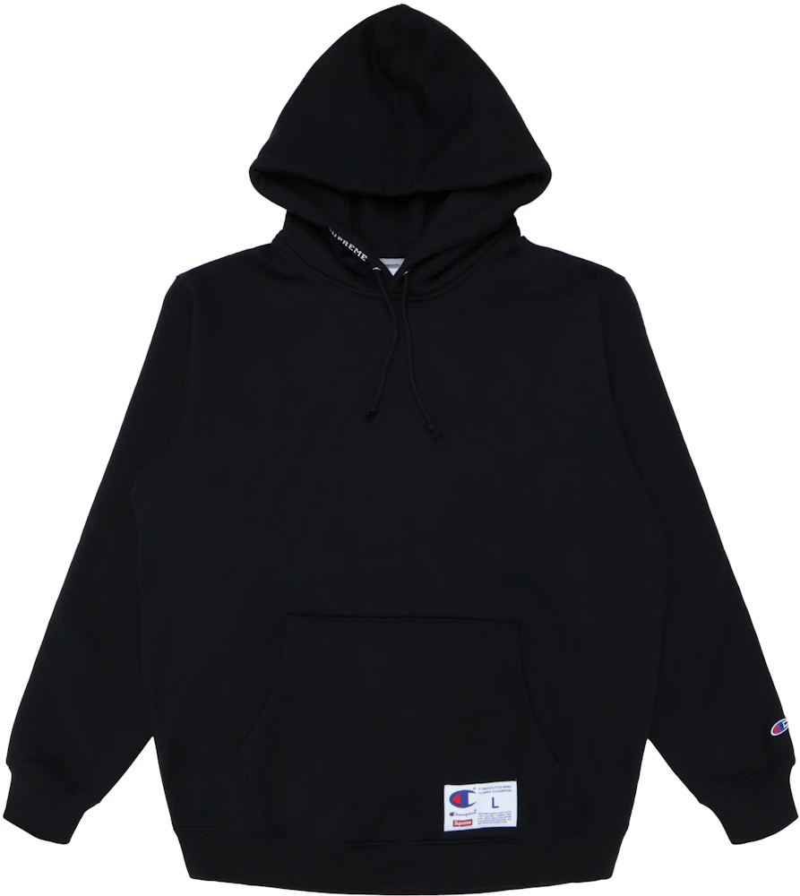 (SS18) - SS18 Men\'s Supreme Sweatshirt Black Champion Hooded - US