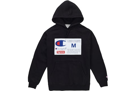 Supreme Champion Label Hooded Sweatshirt Black FW18 US