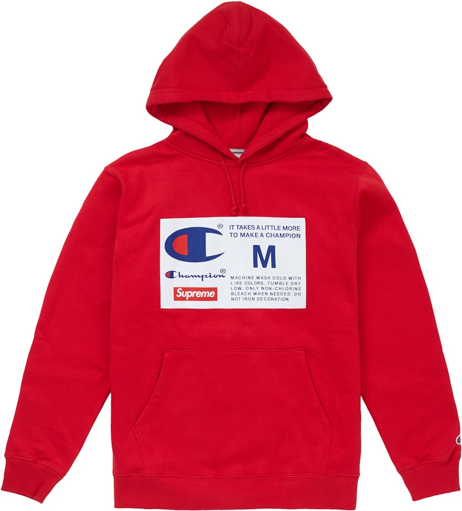 mølle Elendig laser Supreme Champion Label Hooded Sweatshirt Red - FW18