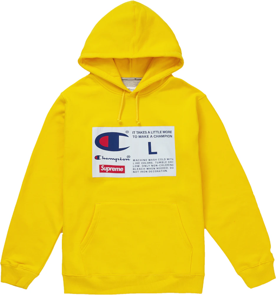 inflatie twist opslag Supreme Champion Label Hooded Sweatshirt Yellow - FW18 - US
