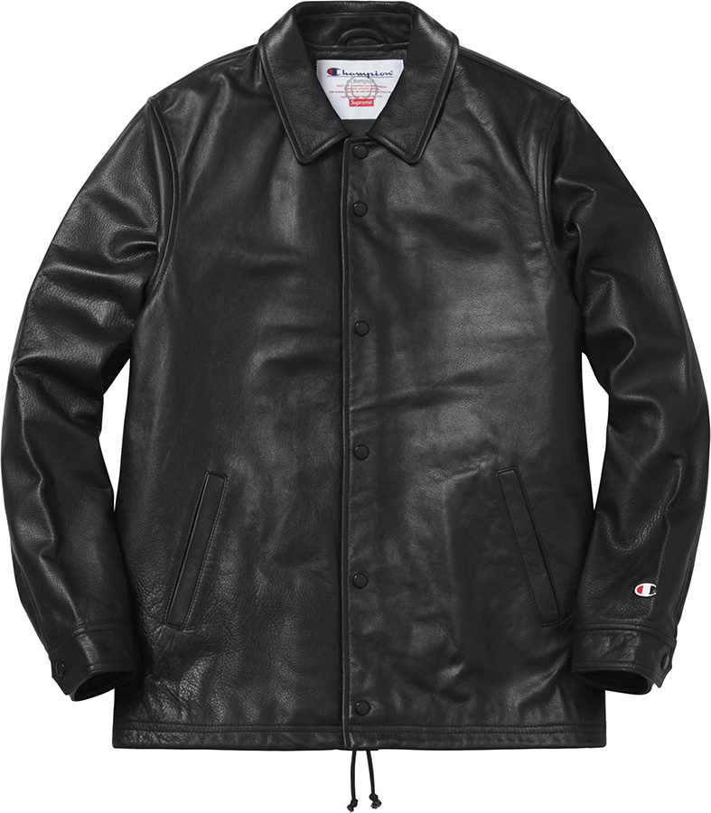 Supreme Champion Leather Coaches Jacket Black