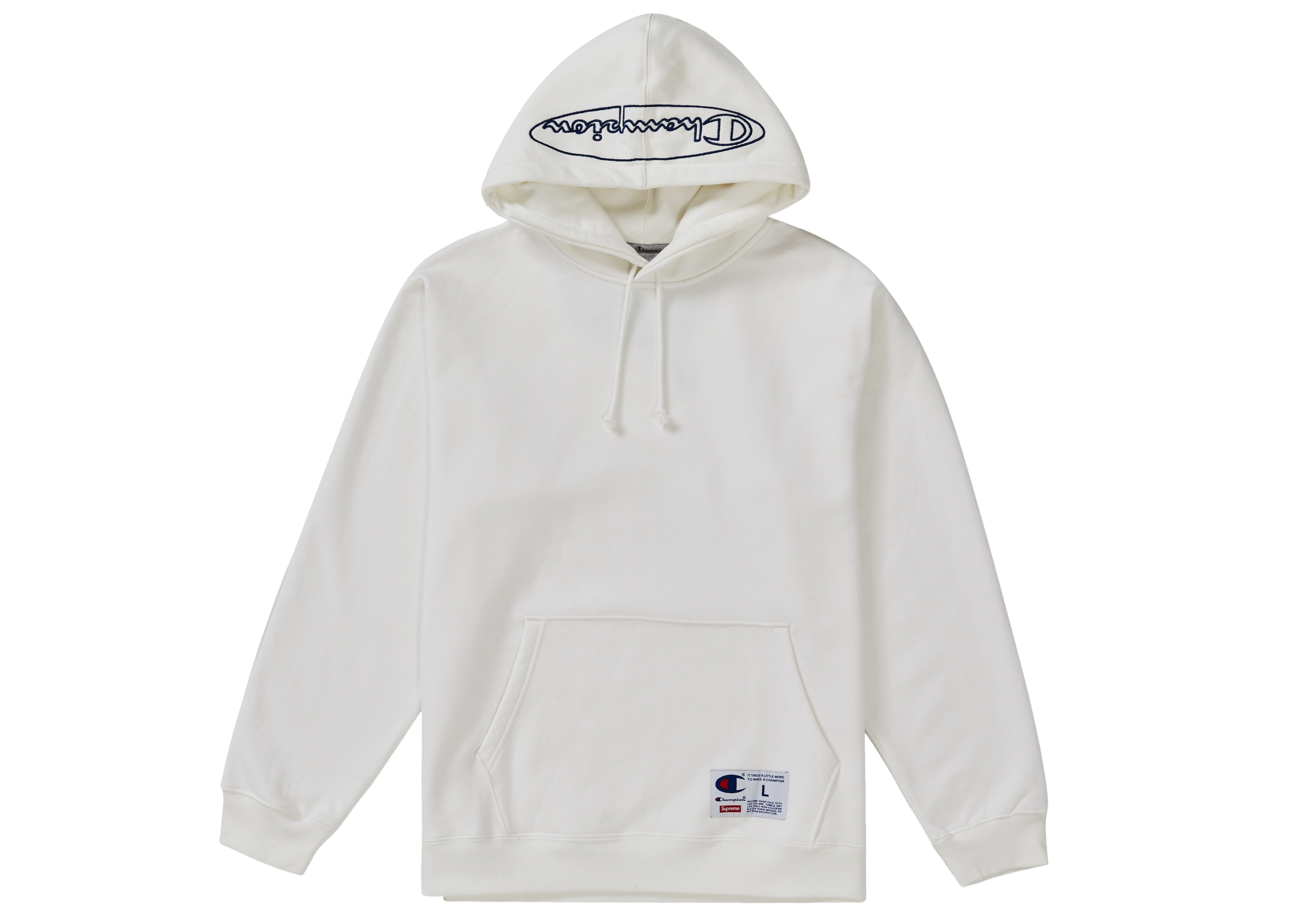 Supreme Champion Outline Hooded Sweatshirt White - SS19 メンズ - JP