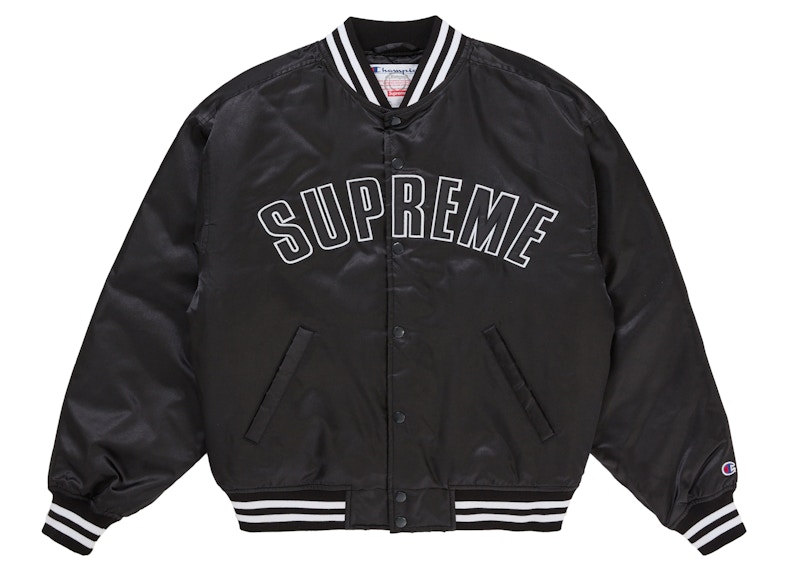 Supreme Champion Satin Varsity Jacket Black メンズ - SS26 - JP