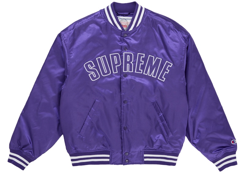 Supreme Champion Satin Varsity Jacket Purple メンズ - SS26 - JP