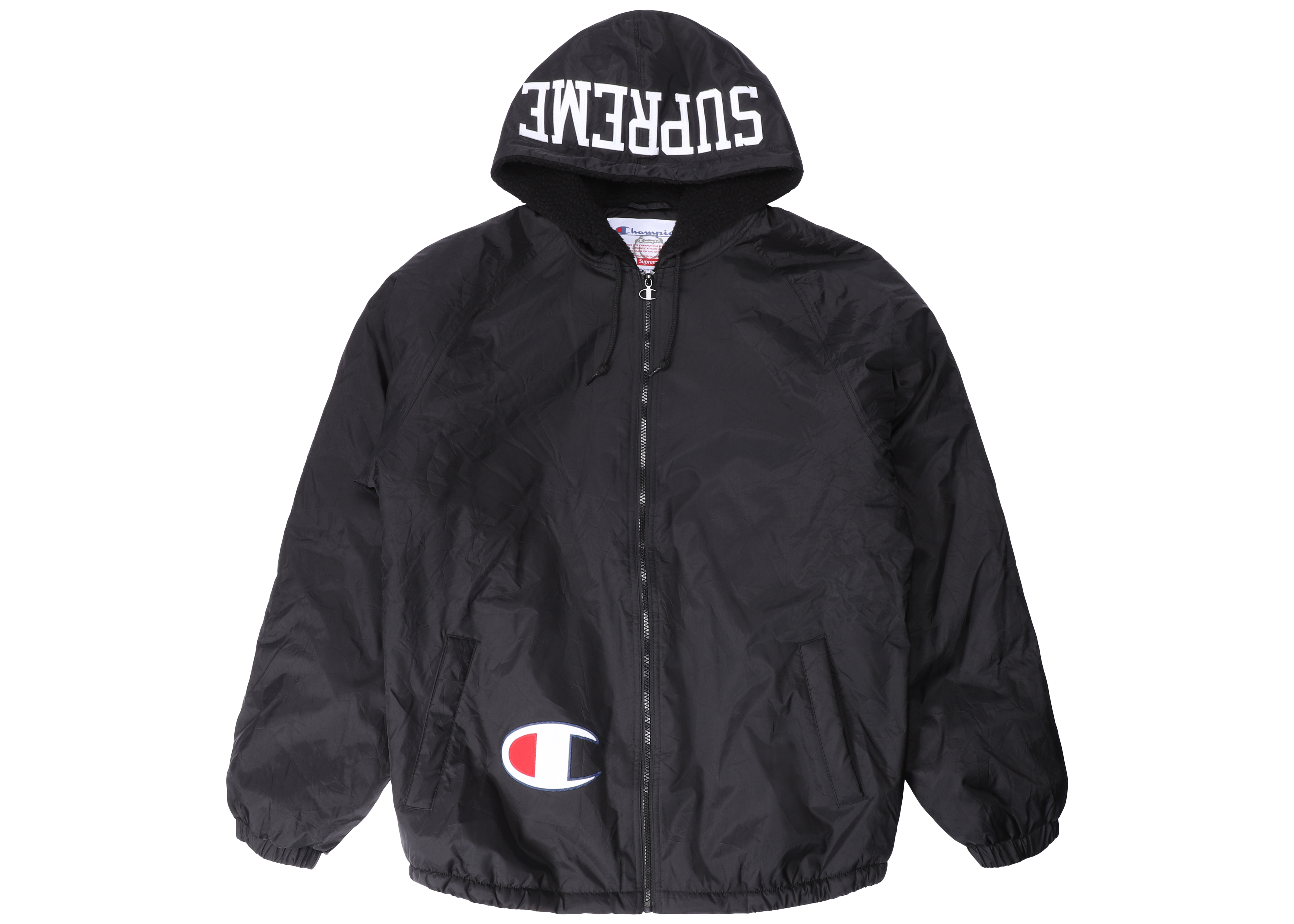 Supreme Champion Sherpa Lined Hooded Jacket Black