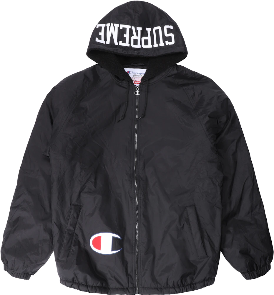 frill sponsor Fitness Supreme Champion Sherpa Lined Hooded Jacket Black - FW17 Men's - US