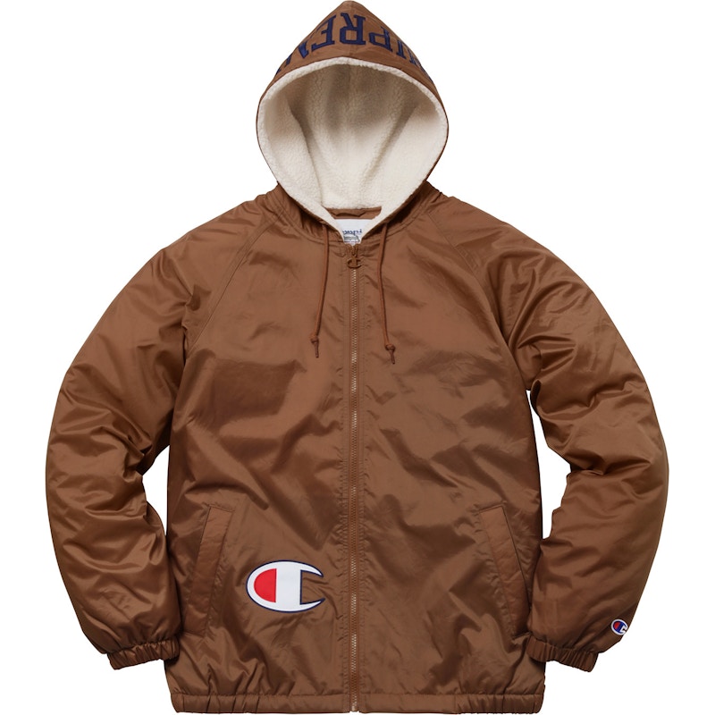 Supreme Champion Sherpa Lined Hooded Jacket Brown メンズ - FW17 - JP