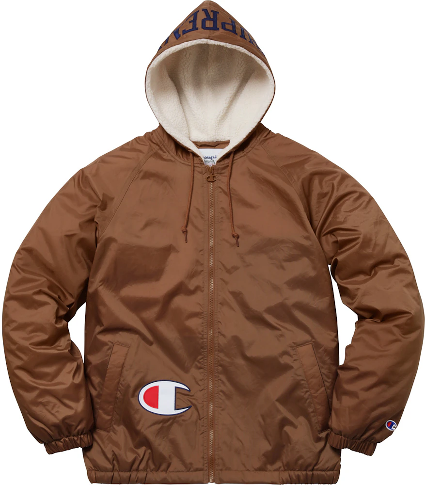 Supreme Champion Sherpa Lined Hooded Jacket Brown Men\'s - FW17 - US
