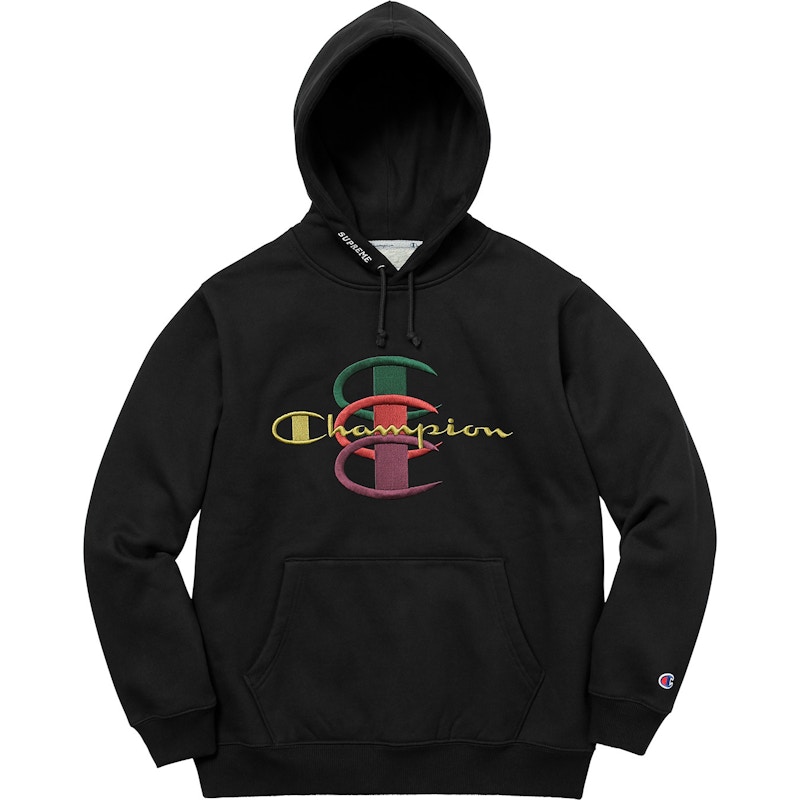 Supreme Champion Stacked C Hooded Sweatshirt Black メンズ - FW17 - JP