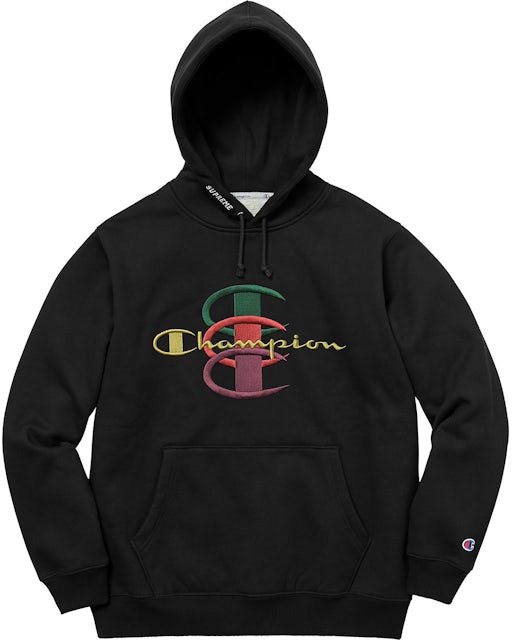 Supreme Champion Stacked C Hooded Black - FW17 - US