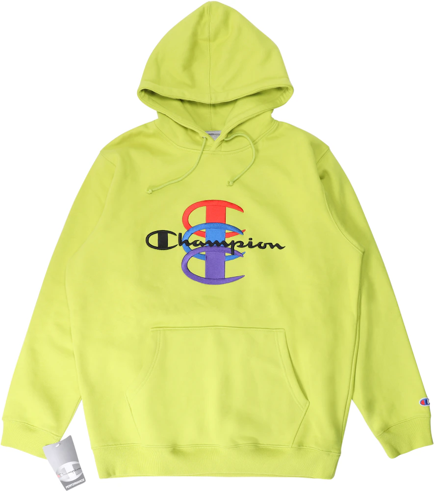 købe thespian Drivkraft Supreme Champion Stacked C Hooded Sweatshirt Bright Green - FW17 Men's - US
