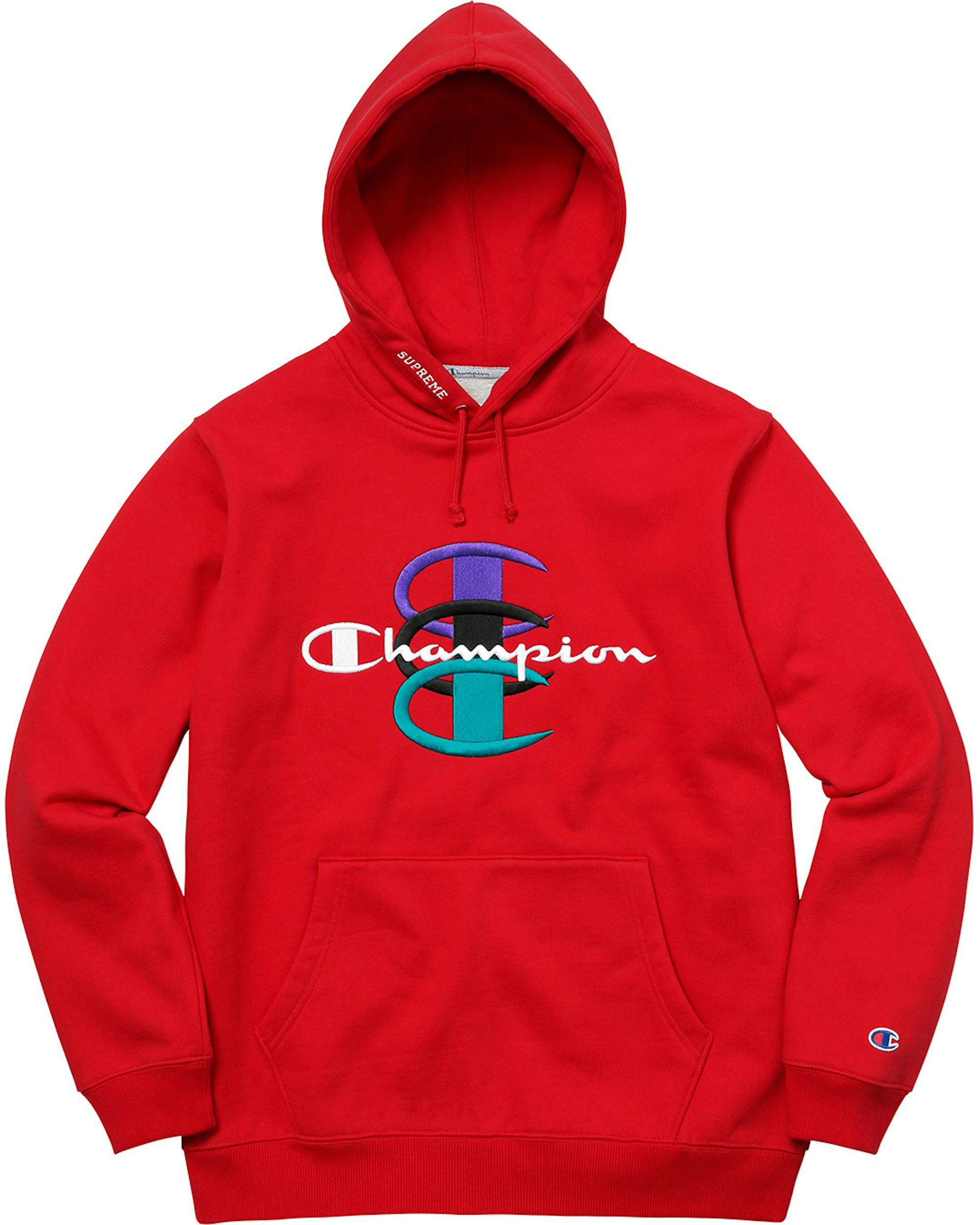 Supreme Champion Stacked C Hooded Sweatshirt Red - FW17