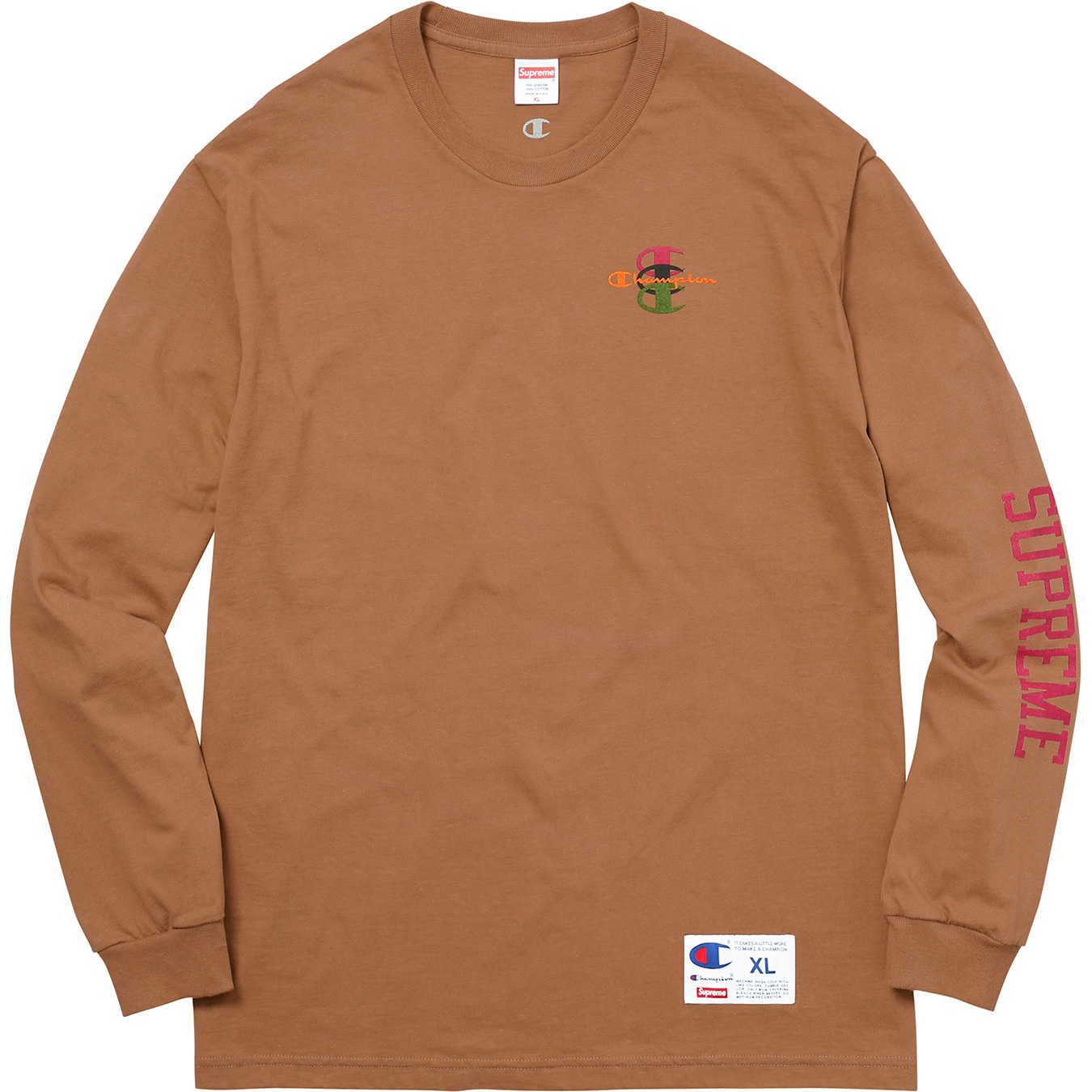 17AW supreme×Champion Stacked C L/S Tee